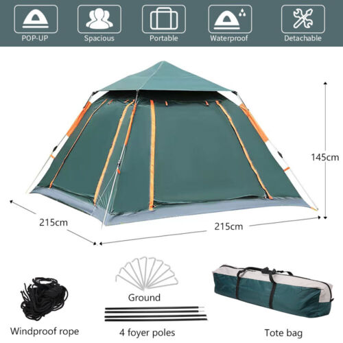 Ultra-Fast Setup 4-5 Person Pop-Up Tent – Lightweight, Durable Outdoor Camping Shelter with UV Protection and Waterproof Features