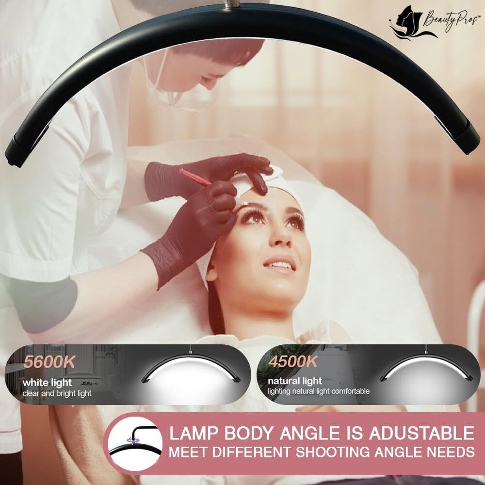 Adjustable LED Beauty Moon/Eyelash Light for Salons: Multi-Purpose, High-CRI, Rotatable Light with Adjustable Settings