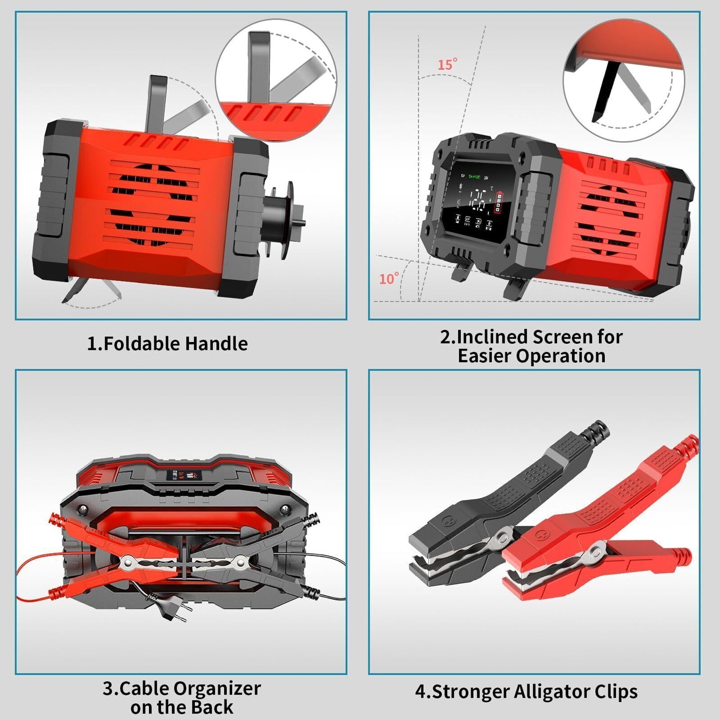 20A Smart Battery Charger - 12V/20A & 24V/10A for LiFePO4, Lead-Acid, AGM, Gel Batteries