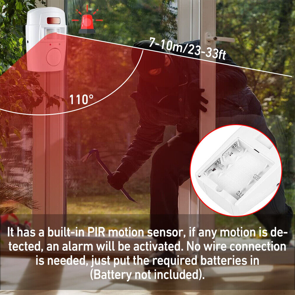 Wireless Motion Sensor Alarm System for Home Security with PIR Detector - Ideal for Doors, Garages, Sheds