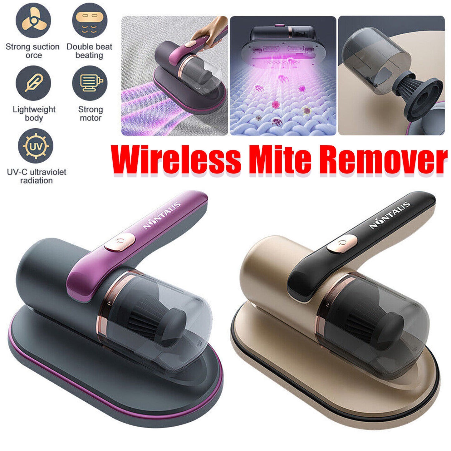 UltraPower UV-C Handheld Mite Vacuum: Wireless Sterilization and Filtration System