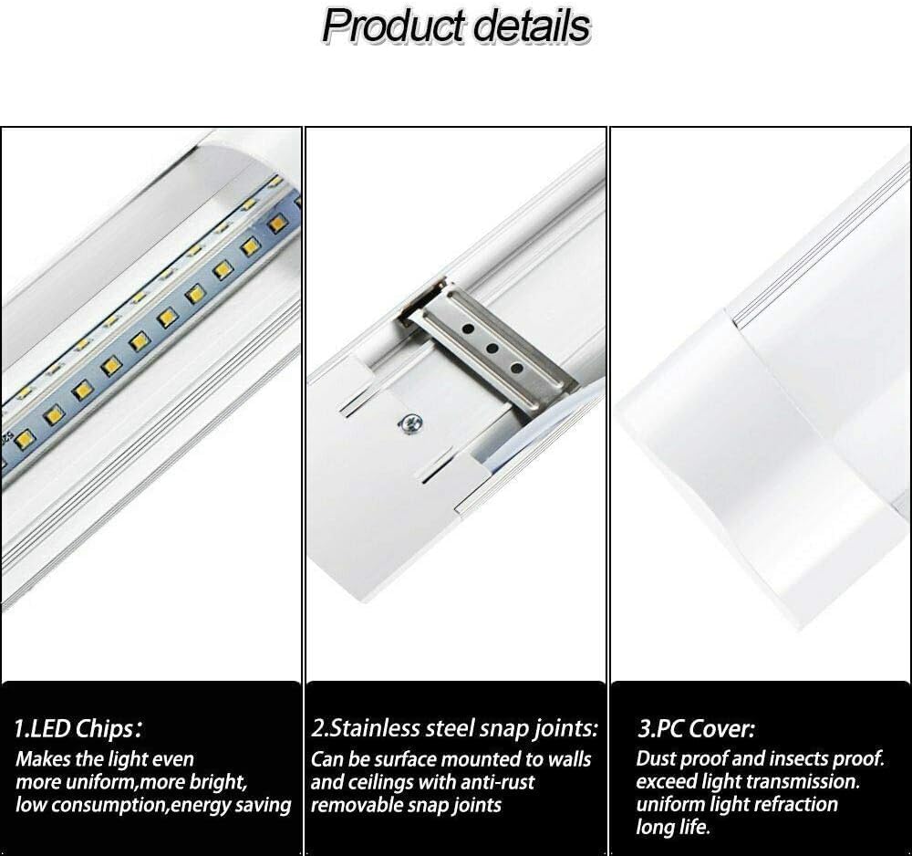 10x40W LED Slim Ceiling Batten Light, 4FT (1200mm), Cool White 6500K