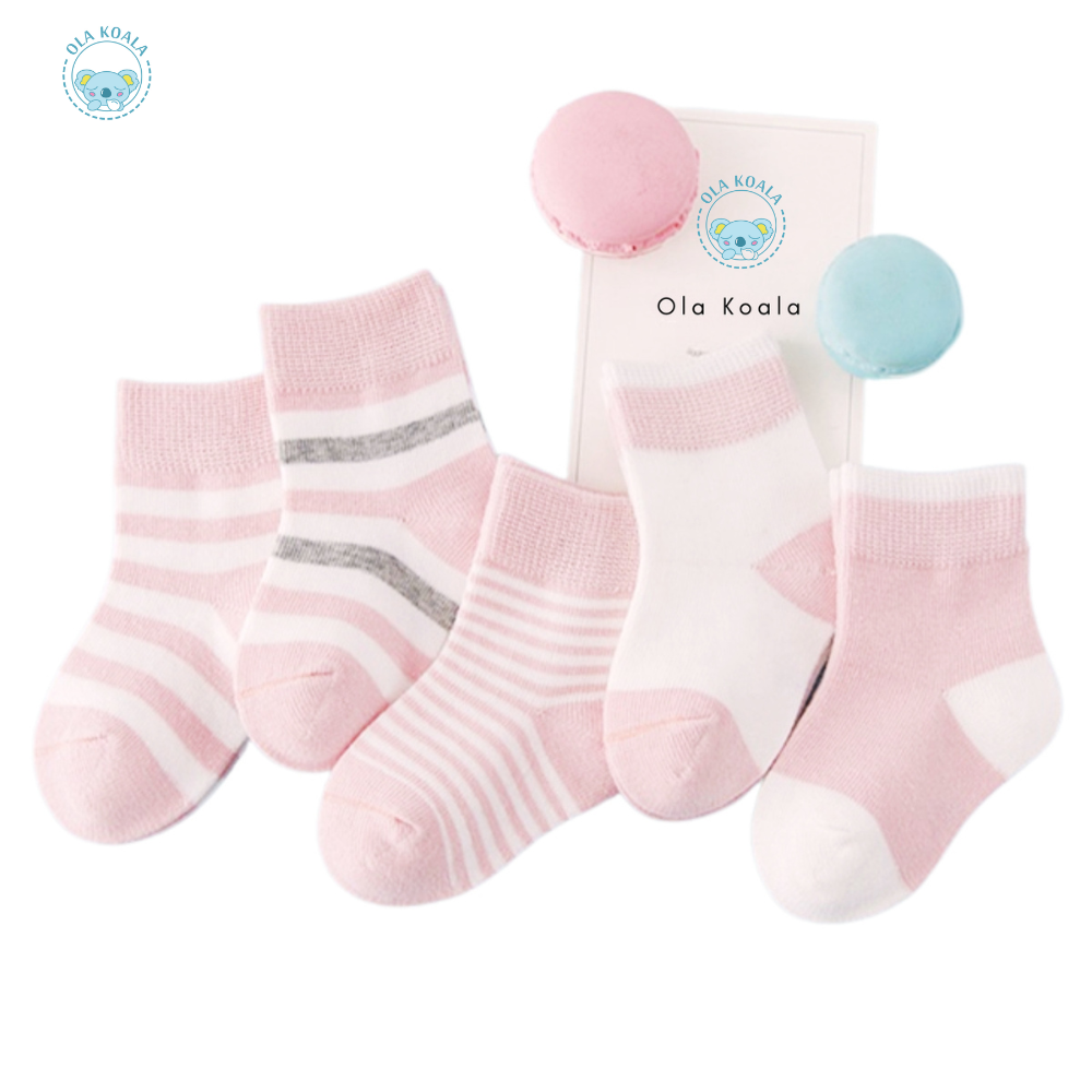 Ola Koala  Baby Organic Cotton Socks - Blue/Pink Stripes