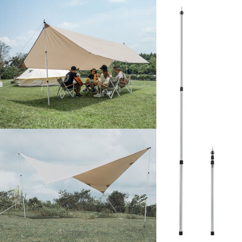 2PCS Adjustable 90-230cm Aluminum Alloy Tarp Poles - Durable, Telescopic Support Rods for Tarps and Shelters with Reflective Guylines