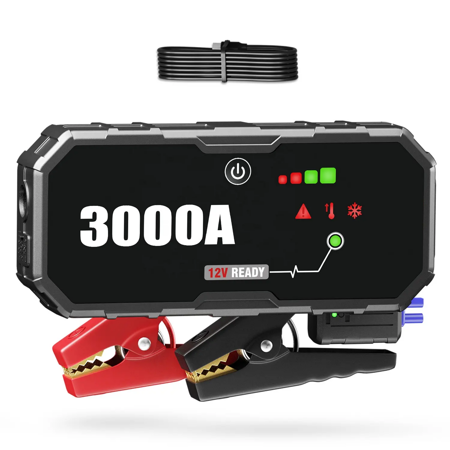 3000A Portable 12V Car Jump Starter & Power Bank with USB-C Fast Charging