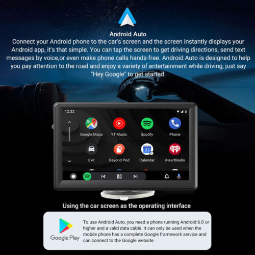 Portable 7'' Wireless Apple CarPlay Android Auto Touch Screen Car Radio Stereo