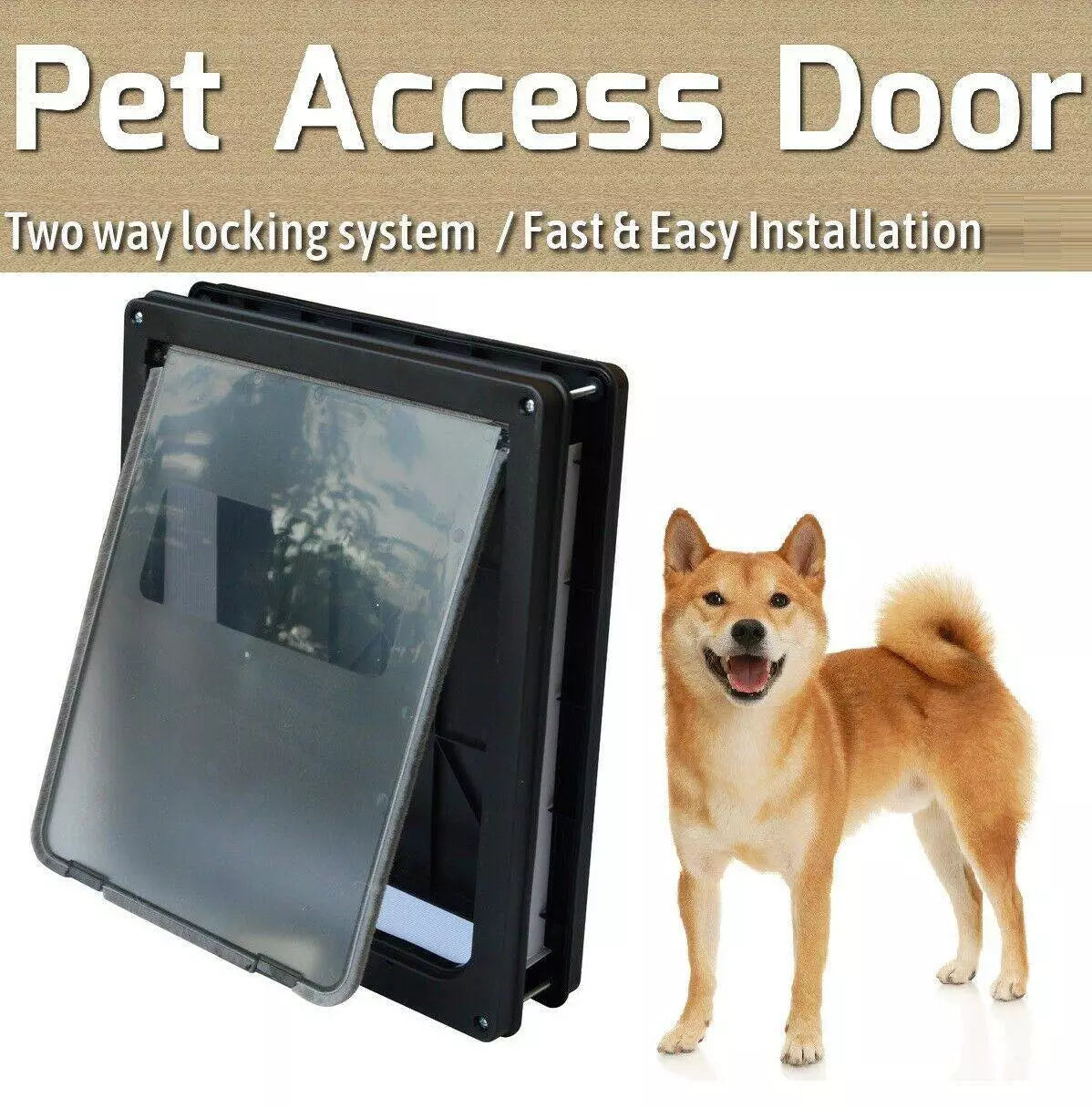 Large Size 2-Way Lockable Pet Brushy Flap Door