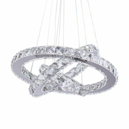 Modern Big 54W Crystal LED Ceiling Light 3 Crystal Ring Pendant Chandelier Lamp